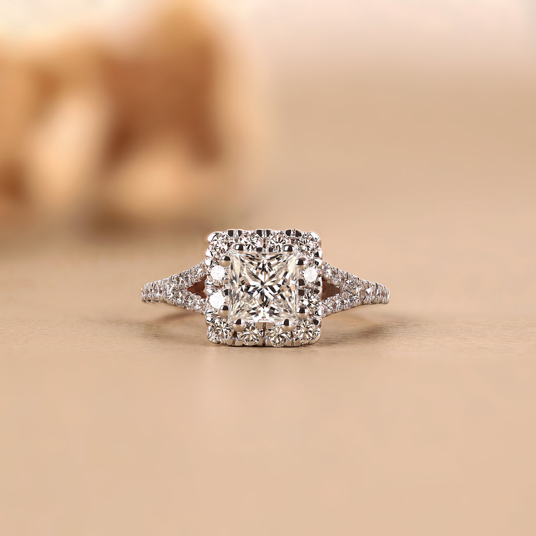 The Grandeur Princess Cut Halo Engagement Ring