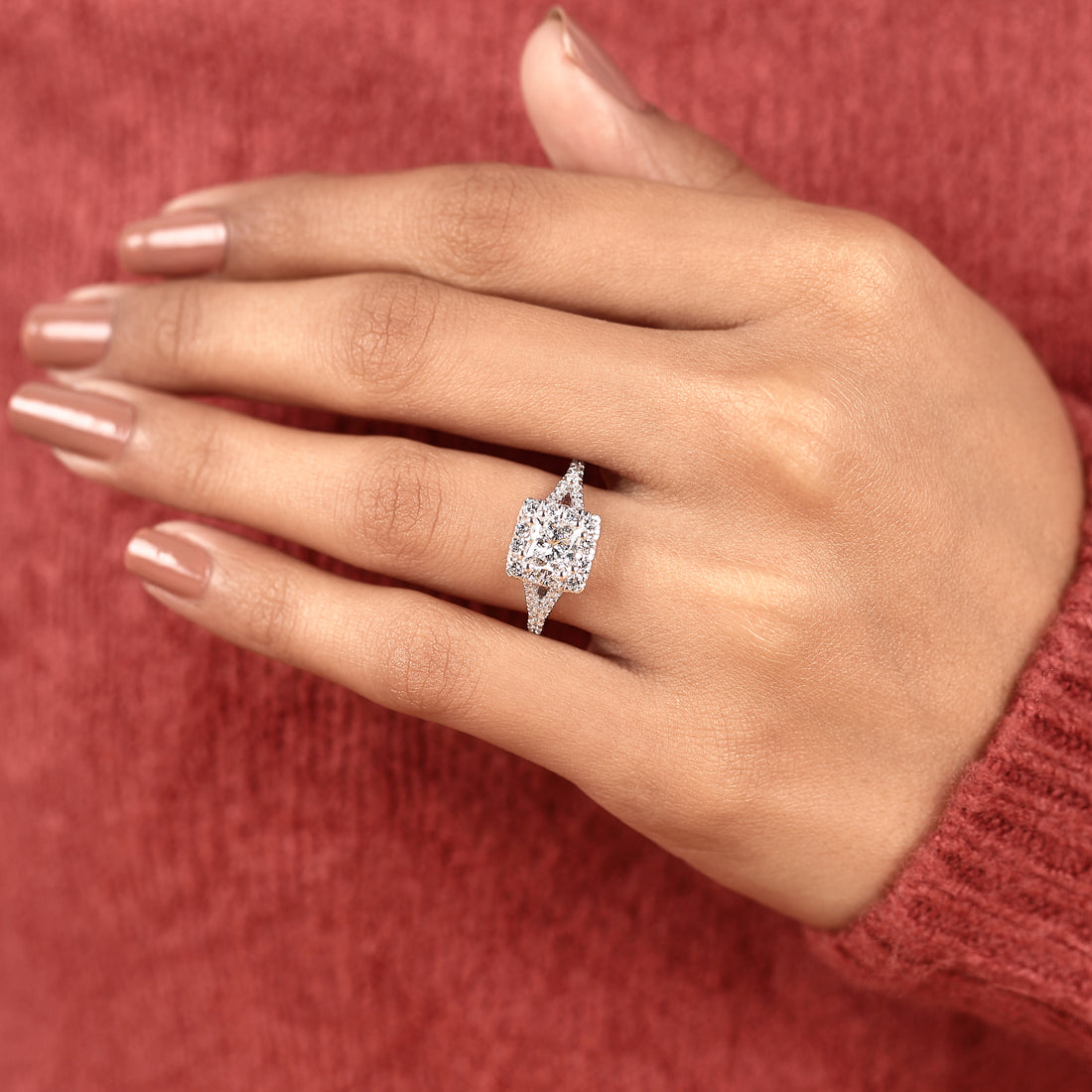 The Grandeur Princess Cut Halo Engagement Ring